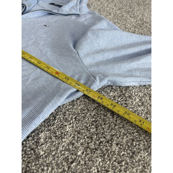 Vineyard Vines Mens XXL Quarter Zip Pullover Blue White Striped Pique Sweater - Picture 8 of 8